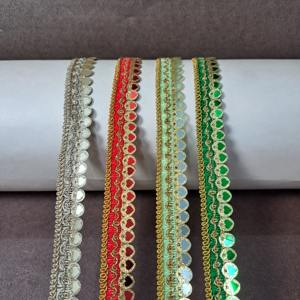 Tissu métallique de dentelle de séquence de polyester de qualité supérieure en vente en gros Accessoires de mode élégants de décoration de vêtement prêts à l'emploi - Product Image 2