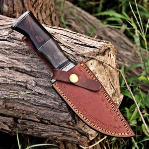 Cuchillo de Caza de Acero de Damasco de Hoja Fija de Grado Industrial de Alta Calidad, con Mango de Madera de Cuerno de Búfalo, OEM - Product Image 6