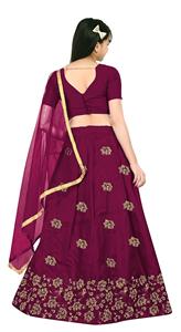 Shoryam Fashion, vêtements ethniques pour filles, lehenga choli violet long jusqu'au sol |   Choli en broderie filet, tenue de fête de mariage indienne - Product Image 3