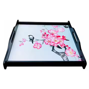 Plateau le plus durable pour le service des aliments Multi Chakra Plateau de service en bois de bambou le plus solide pour exposer les fruits et légumes Plateau fait main - Product Image 5