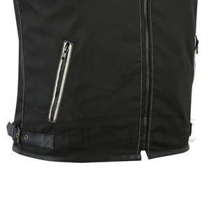 Chaqueta de moto de cuero de grano de vaca de alta calidad, chaleco con cremallera frontal de estilo de cuello redondo personalizable, chaleco personalizado de talla grande para hombre - Product Image 3