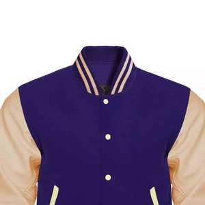 Chaqueta Universitaria de Cuero de la Mejor Calidad, Chaqueta de Cuello Alto con Logotipo Personalizado Bordado para Hombre, Colores de Tela Personalizados con Parches - Product Image 5