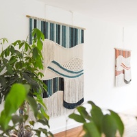 Suspension murale en macramé en corde de coton bohème classique, décoration d'intérieur nordique faite à la main, style bohème vintage, rideau pour salon quotidien