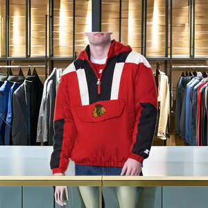 Haute qualité unisexe demi-fermeture éclair léger hiver coupe-vent veste couleurs personnalisées poche kangourou à capuche Bomber Style avant teint - Product Image 1