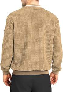 Chaqueta bomber caqui informal para hombre, lona ligera de invierno, bolsillos laterales cómodos ajustables, puños elásticos con cremallera frontal, venta al por mayor - Product Image 5