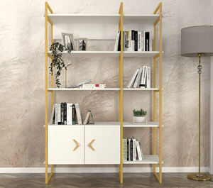 Bibliothèque Santana exclusive de luxe en aggloméré blanc-or de Turkiye Best Seller - Product Image 1