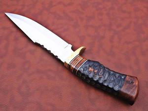 Couteaux de chasse en acier D2 faits à la main personnalisés avec manche en bois couteau Bowie poli avec gaine en cuir. - Product Image 6