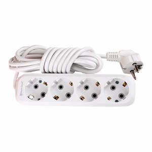 Prise d'extension blanche 4 voies avec mise à la terre Câble de 2 mètres Bande d'alimentation électrique Plastique ABS UK US EU Plug Switching Socket - Product Image 1