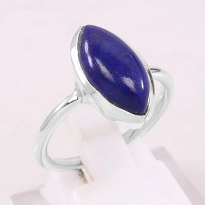 Bague classique en argent sterling 925 Lapis Lazuli Marquise Cut Gemstone pour mariages anniversaires fêtes idée cadeau parfaite - Product Image 3