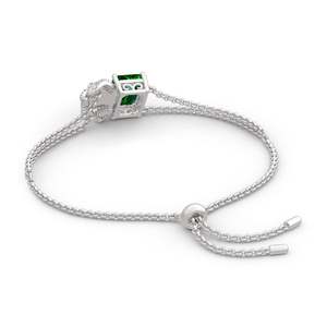 Bracelet en argent sterling fin avec chaîne et motif feuille de Jeulia, coupe émeraude - Product Image 3