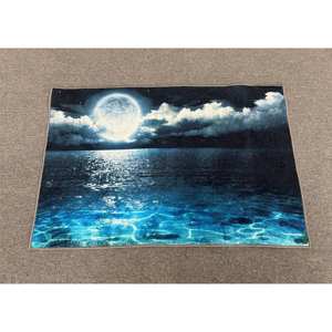 Tapis imprimé Lune au-dessus de la mer - Tapis antidérapant style ferme, avec poils doux - Product Image 1