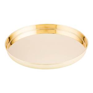 Handcrafted Eco-Friendly Stainless Steel Tableware Rounded Shape Serving <b>Tray</b> with Decorative Gold Polish Metal Material - Product Image 1