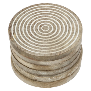 Sous-verres décoratifs en bois surface mate design cercle blanc pour les boissons fabriquées à partir de bois de haute qualité conçu au toucher naturel unique - Product Image 3