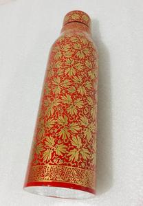 Bouteille d'eau en cuivre rouge avec imprimé feuilles dorées, élégante, écologique, bouteille ayurvédique pour la santé, idéale pour un usage quotidien et les voyages - Product Image 4