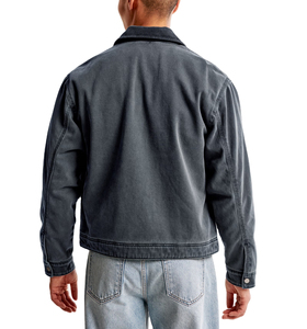 Wholesale Men's Jacket Vintage Workwear Standard Thickness Classic Washed Cotton Canvas Jackets Single <b>Button</b> Long Sleeves Front - Product Image 2