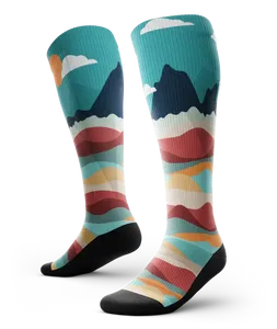 Chaussettes de course à pied personnalisées imprimées numériquement, performance tout au long de la journée, chaussettes de compression de la cheville à sublimation 360, mélange de coton, séchage rapide - Product Image 6
