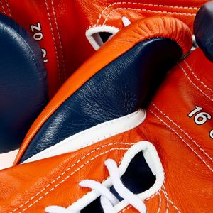 Gants d'entraînement de boxe en dentelle orange marine MS en cuir - Product Image 6