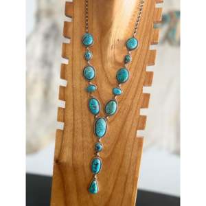 Collar Lariat de Plata de Ley y Turquesa con Cuentas Finas de Darrin Livingston Kingman - Product Image 4