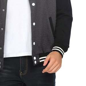 Customizable Men's High School Baseball <b>Wool</b> Varsity Jacket Canvas <b>Fabric</b> with Stand Collar and Logo Print for Winter Sports - Product Image 6