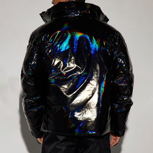 Chaquetas de Burbuja Brillantes de Alta Calidad con Logotipo Personalizado al por Mayor, Chaquetas de Invierno Acolchadas con Cremallera Extra Grande para Hombre, Estilo OEM - Product Image 3