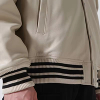 Blouson Bomber Vintage Homme Personnalisé OEM Col Montant Manches en Cuir de Vachette Broderie Chenille Patch Baseball Lettrage Varsity