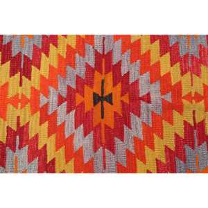 5.8x8.8 ft Rug, Vintage Turkish Rug, <b>Red</b> Solid <b>Wool</b> Rug - Product Image 4
