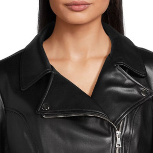 Veste en cuir pour femmes personnalisée de haute qualité avec col rabattu toile respirante prix de gros - Product Image 3