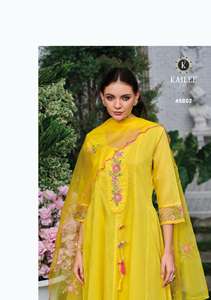 Vente chaude Mul Chanderi avec travail à la main Kurti Pant et Dupatta Fabricant et fournisseur de l'Inde au taux le plus bas - Product Image 5