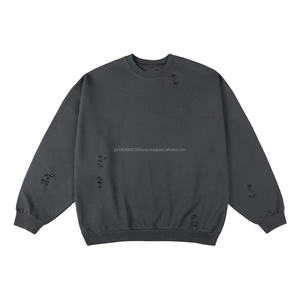 Sudadera con Capucha HLD24002MS para Hombre, Lavada a la Piedra, Desgastada, con Cuello Redondo y Estilo Desgarrado - Product Image 3