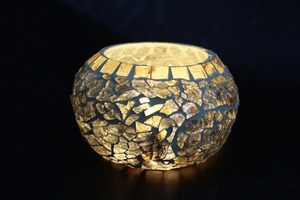 Mosaïque de verre décorative de première classe en métal pur, bougeoir en mosaïque de verre décoratif de première classe en métal pur - Product Image 2