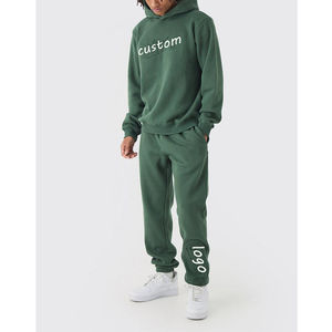 ชุดวอร์มผู้ชายผ้าฝ้ายคุณภาพสูง สไตล์วินเทจ ทอแบบหนา สีเขียว ทรงปกติ ปักตัวอักษร พร้อมฮู้ด - Product Image 2