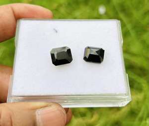Piedra radiante de corte de zafiro negro Natural 100% de alta calidad exclusiva para hacer pendientes, pendientes de zafiro negro, piedras naturales - Product Image 2