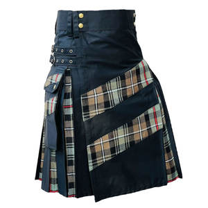Kilt Híbrido Negro para Hombre, Estilo Escocés, Tartán, Placas Interiores Negras, Utilitario 2026 - Product Image 1