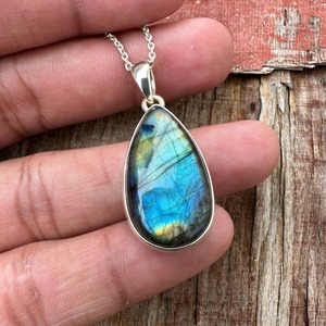 925 argent massif classique pendentif bijoux pour femmes 925 argent Sterling Labradorite pierres précieuses Style Boho pendentif fait main cadeau - Product Image 3