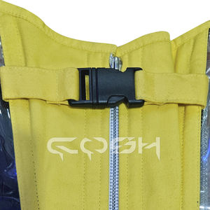 Corset tendance OEM/ODM en coton jaune avec harnais en PVC nude et bretelles réglables - Product Image 3