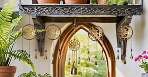 Antique Outdoor Hanging Metal <b>Bell</b> Wind <b>Chime</b> Handmade Sun Moon Wind <b>Chime</b> for Balcony Decorative Garden Ornaments - Product Image 3