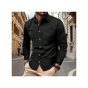 Chemises stylisées pour hommes Chemises habillées à carreaux verts en flanelle à manches longues avec poche poitrine Chemises pour hommes en coton à carreaux brossés de coupe standard - Product Image 5