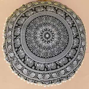 Indian Boho Meditation <b>Cushion</b> <b>Covers</b> Natural Cotton Bohemian <b>Large</b> Furniture Accent Floor Sitting Pillowcases for House Decor - Product Image 5