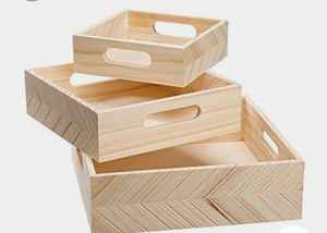 Bandeja de madera de Color Natural de alta calidad Acabado Premium personalizable para desayuno Restaurante que sirve el hogar Centros de mesa de boda - Product Image 3