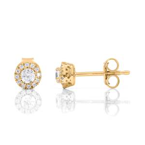 ชุดต่างหูหมุดเพชรทรงกลมขนาดเล็ก - Product Image 1