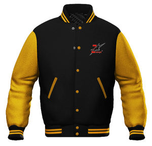 Blouson universitaire de baseball formel personnalisé en gros avec broderie, couleur et logo sur mesure, unisexe, en laine et cuir, col montant sur le devant - Product Image 1