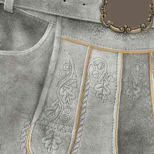 2025 bavarois Oktoberfest hommes en cuir véritable Lederhosen gris clair respirant été-amical le plus populaire Antique allemand - Product Image 2