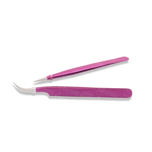 Pinzas Profesionales para Extensiones de Pestañas, Pinzas Curvas y Rectas de Acero Inoxidable, Herramientas de Salón para Pestañas, Marca Privada OEM - Product Image 4