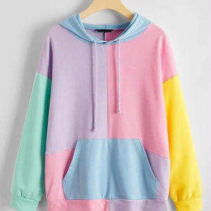 OEM venta al por mayor color bloque canguro bolsillo cordón Sudadera con capucha de alta calidad personalizado sudaderas con capucha para las mujeres - Product Image 1