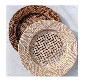 Natural Rattan Charger Plate Placemat Round <b>Table</b> <b>Mats</b> for Food Plate Display Decoration for Restaurant <b>Dinner</b> <b>Table</b> - Product Image 1