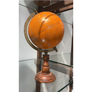 Ornement de globe de carte du monde vintage avec support en bois, décoration de maison et de bureau, globe terrestre illuminé - Product Image 3