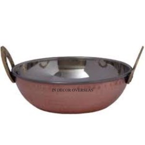 Suministros de utensilios de cocina Kadhai Hotel y restaurante con acabado antiguo de cobre de forma redonda hecha de Metal de calidad superior - Product Image 5