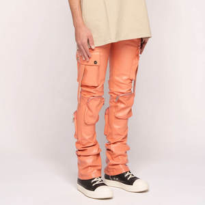 Pantalón de cuero cálido de invierno de peso pesado 2025, ropa de exterior de alta calidad, logotipo impreso personalizado, pantalón de cuero para hombre - Product Image 2