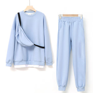 Conjunto Deportivo de 2 Piezas para Hombre, Invierno, Azul Claro, con Capucha, Transpirable, Cintura Elástica, Sudadera y Pantalones Jogger, 100% Algodón, Casual - Product Image 1