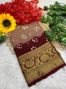 Nuevo último Sari pesado con mano Daing con seda de algodón La mejor calidad Siempre la primera vez Limpieza en seco saris ropa de fiesta - Product Image 3